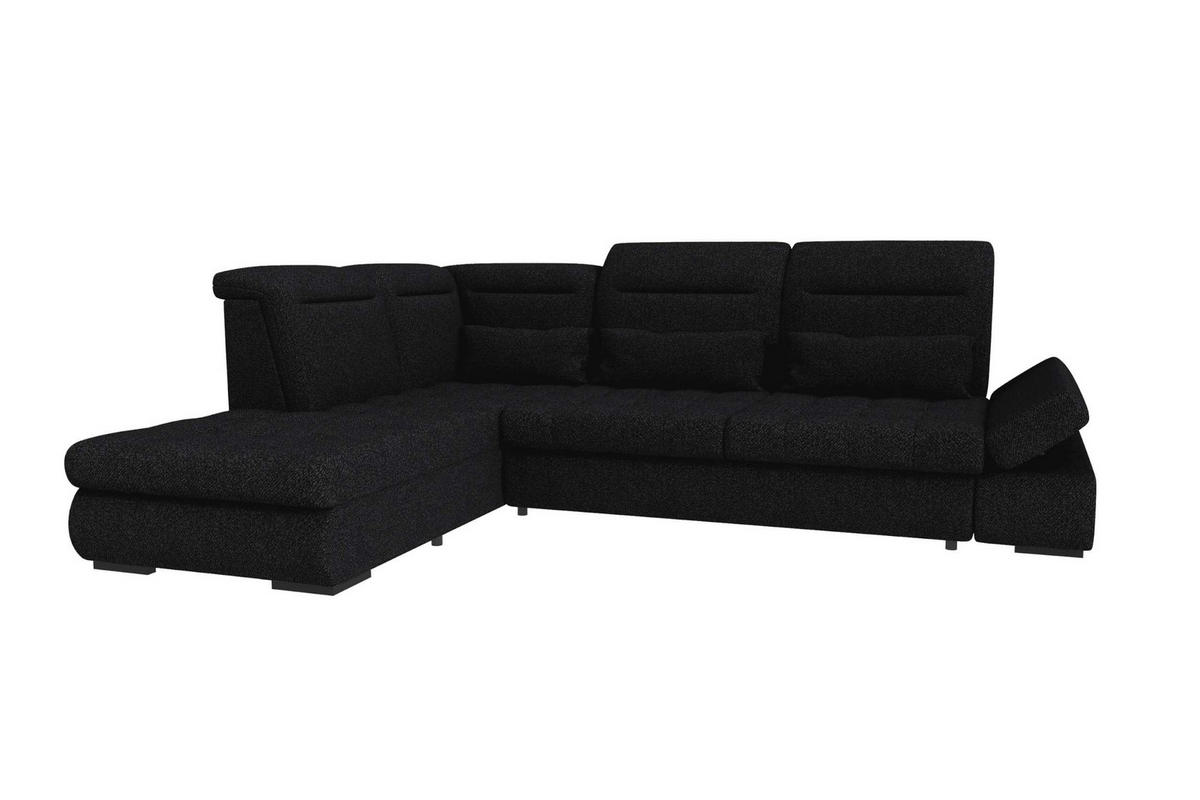 ECKSOFA Toscana Strukturstoff inkl. Schlaffunktion - Schwarz, Textil (227/279cm) - 99rooms