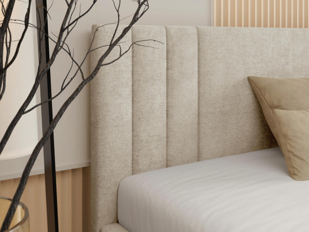 POLSTERBETT Ribo Leg - Schwarz/Naturfarben, Holz/Textil (140/200cm) - MIRJAN24