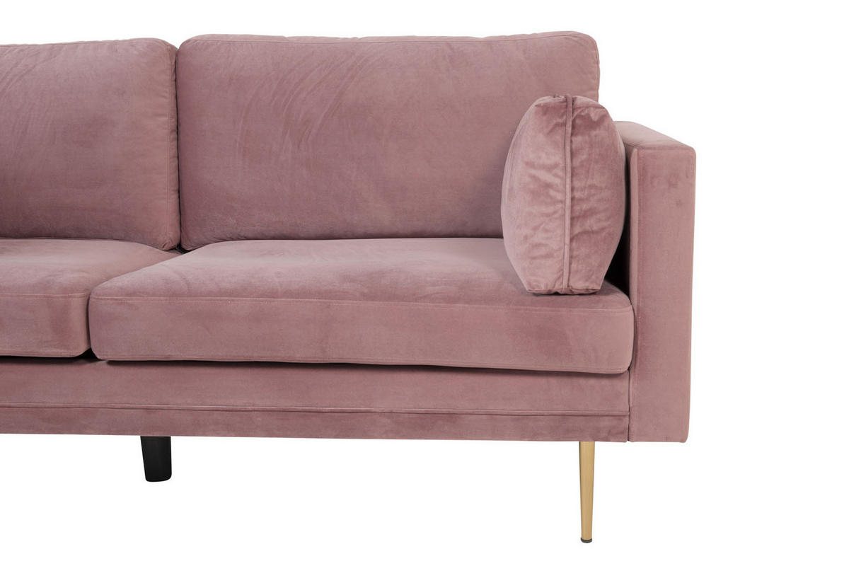 3-SITZER-SOFA Velours rosa - Altrosa, Textil (203/84/86cm) - ebuy24
