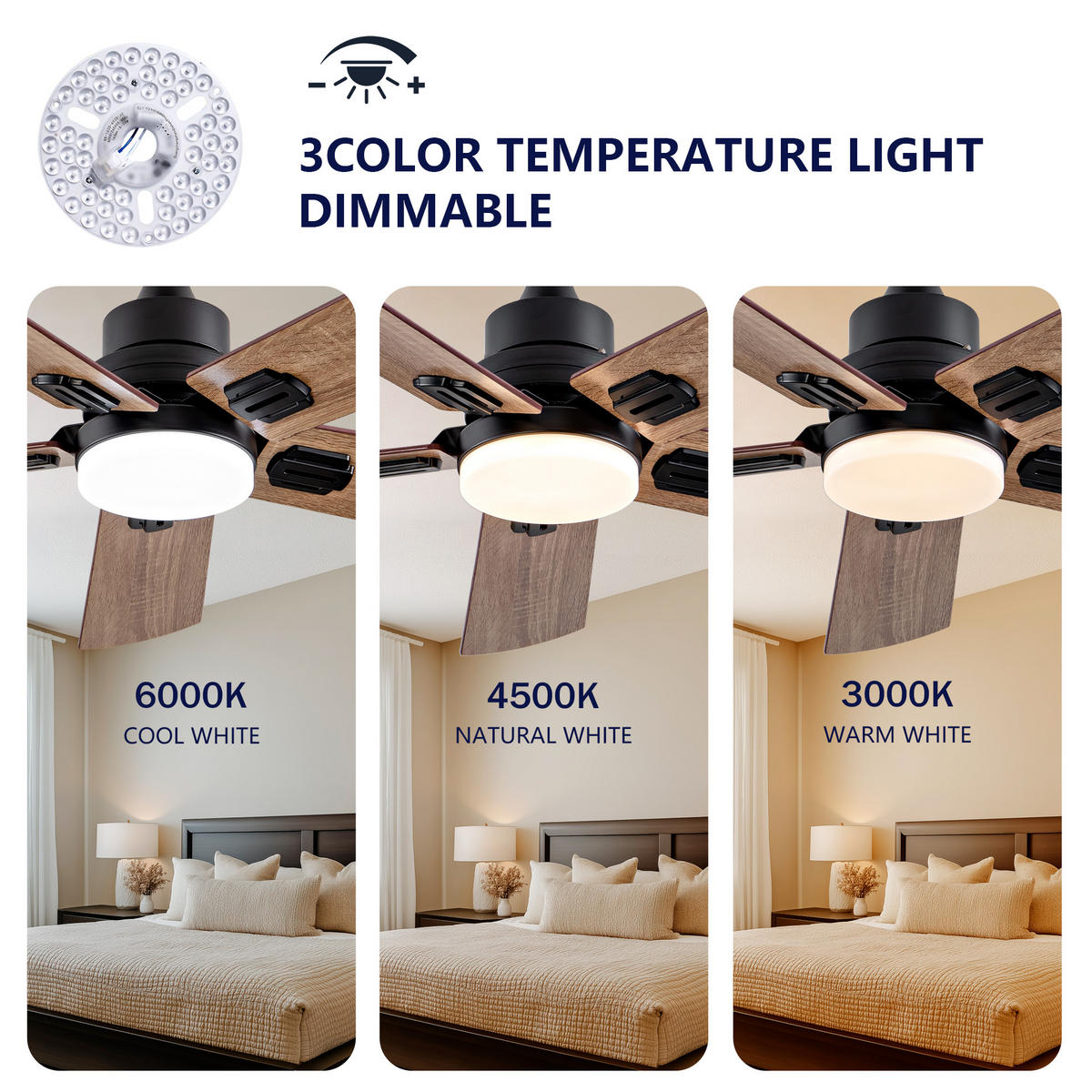 DECKENVENTILATOR DE-16257 42 Zoll 5 Flügel dimmbar mit Fernbedienung Schwarz - Walnussfarben, Holz/Metall (107/107/45cm) - ComfortXL