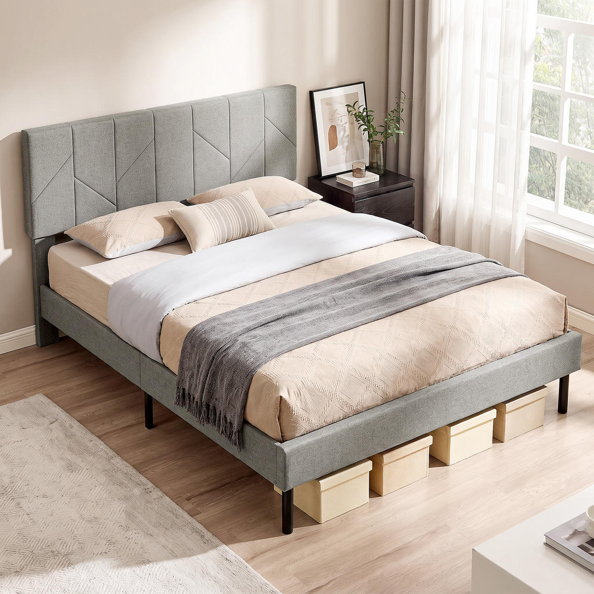 BETT Grau 196/149/105 cm - Grau, Metall - PANGIVO