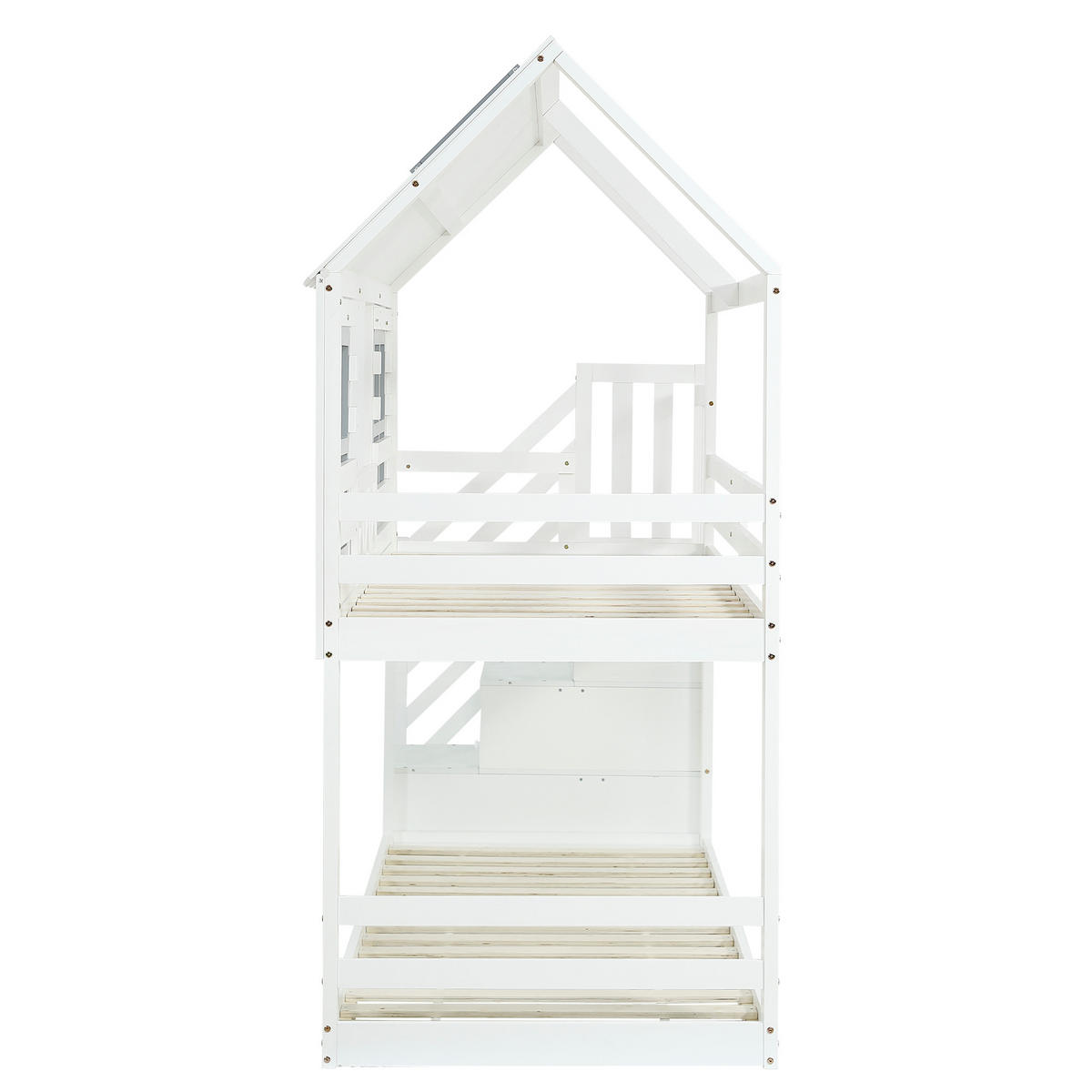 HAUSBETT 90/200 cm Weiß, Grau - Weiß, Holz/Holzwerkstoff - Raumix