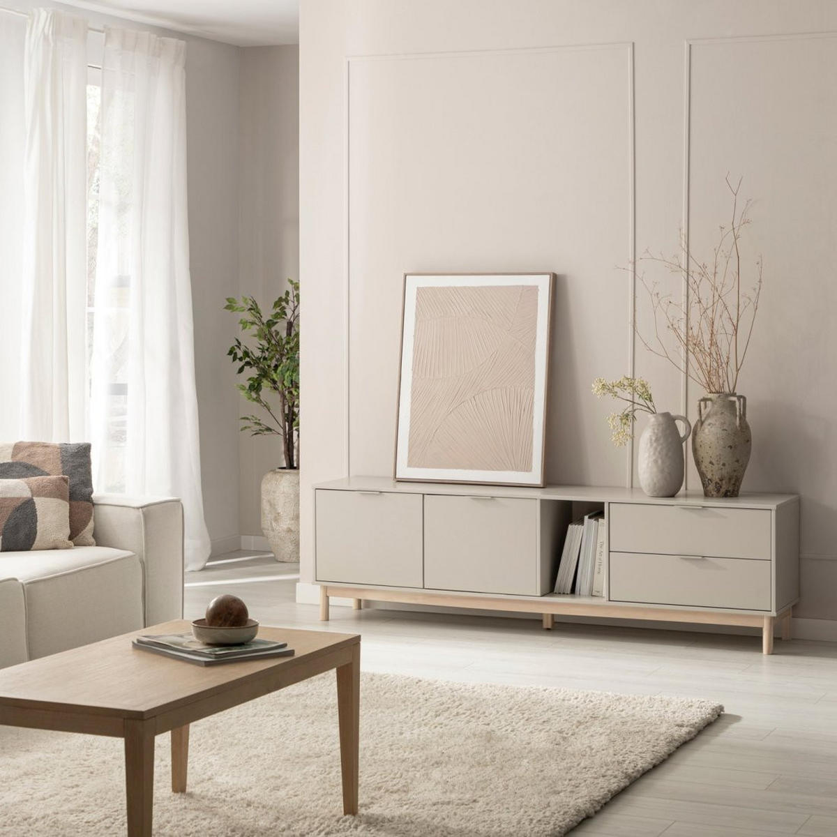 TV-ELEMENT Elian Grau 180 cm x 54 cm - Grau, Holzwerkstoff (180/54/39cm)