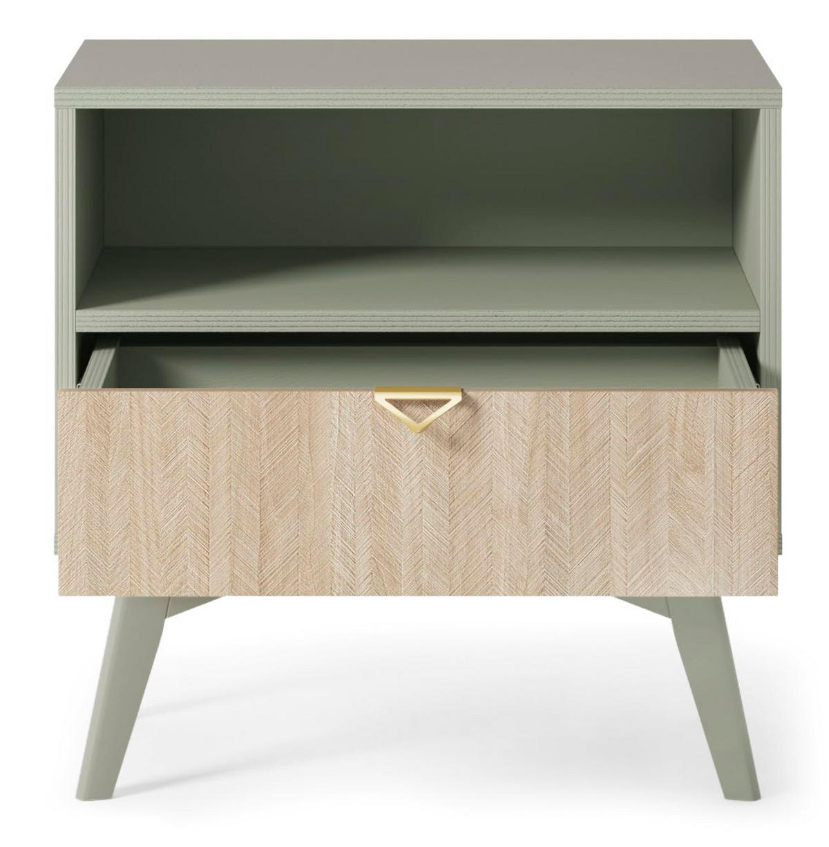 NACHTTISCH Tores 54x54x38 cm - Modern Nachtschrank zum Schlafzimmer - EIN praktischer Commode aus Spanplatten - Olive - Grün, Holzwerkstoff (54/54/38cm) - Chilly