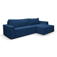 ECKSOFA HUGO XL Schlaffunktion und Bettkasten Cord-Stoff (Blau) - Blau, Textil (274/142cm) - VENASI MÖBEL