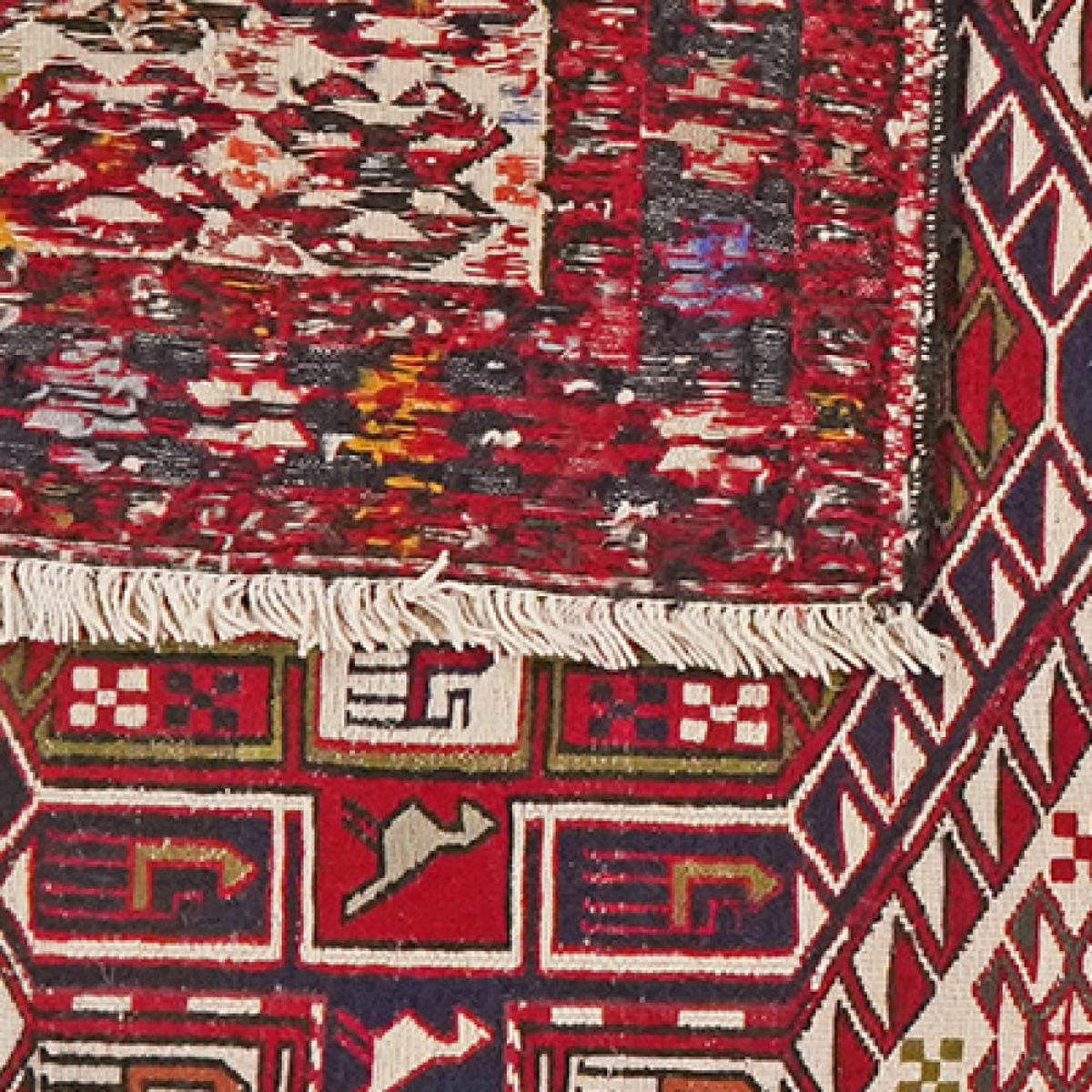 KELIM-TEPPICH handgewebt Sumak Shahsavan Beige, Rot 201/114 cm Schurwolle - Beige/Rot, Textil (114/201cm) - Looma