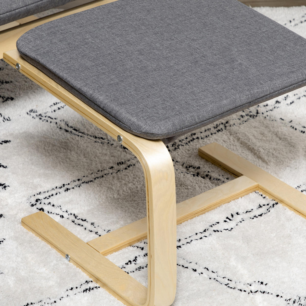 LOUNGESESSEL mit Fußhocker Leinenoptik, Holzgestell 66,5/80/99 cm Grau - Grau, Textil (80/99/66.5cm) - Redom