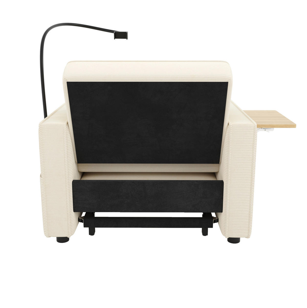 SCHLAFSOFA aus Cord 93x150x85 cm Beige mit USB- und Type-C-Anschluss, 3-fach verstellbarer Rückenlehne und Beistelltisch - Beige, Textil (150/85/93cm) - Modfu