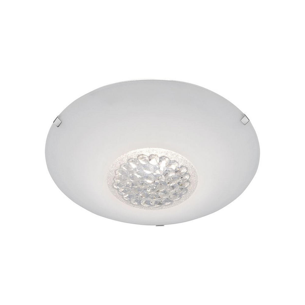 LED DECKENLEUCHTE Kristalloptik Weiß Glas - Weiß, Glas (25/25/9cm)