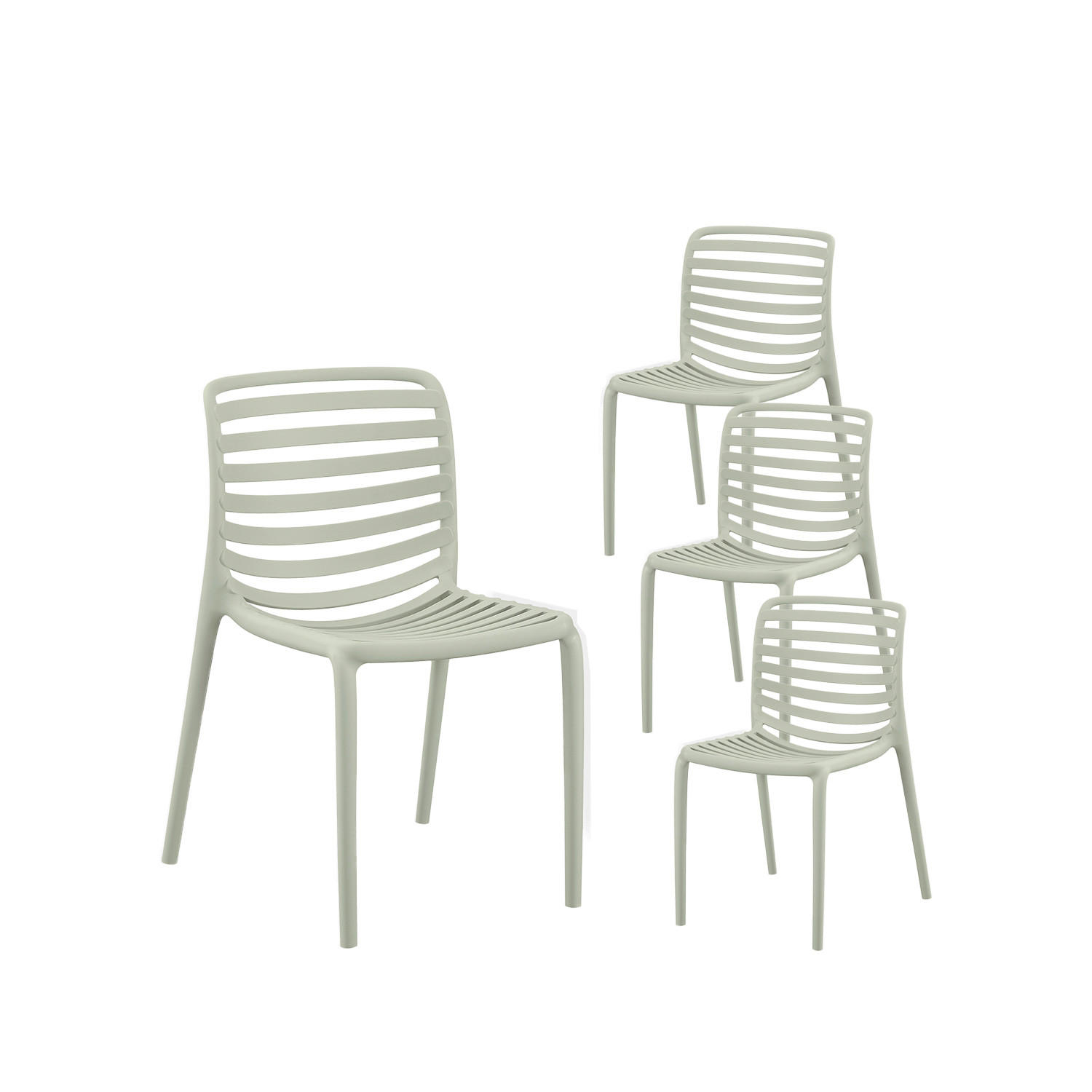 GARTENSTUHL Eros Grün 45 cm x 81 cm 4er-Set - Grün, Kunststoff (45/81/55cm) - Klast Home