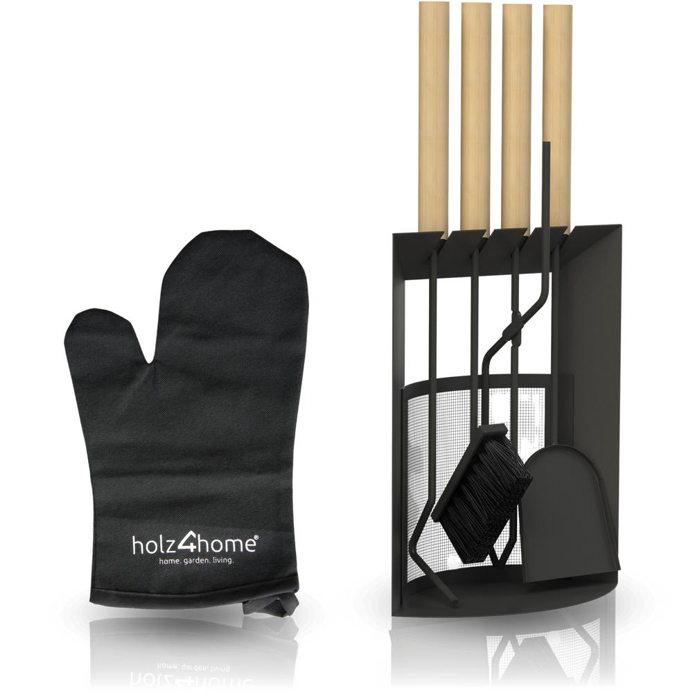 KAMINBESTECK Schwarz 6tlg. - Schwarz, Metall (20/61/29cm) - holz4home