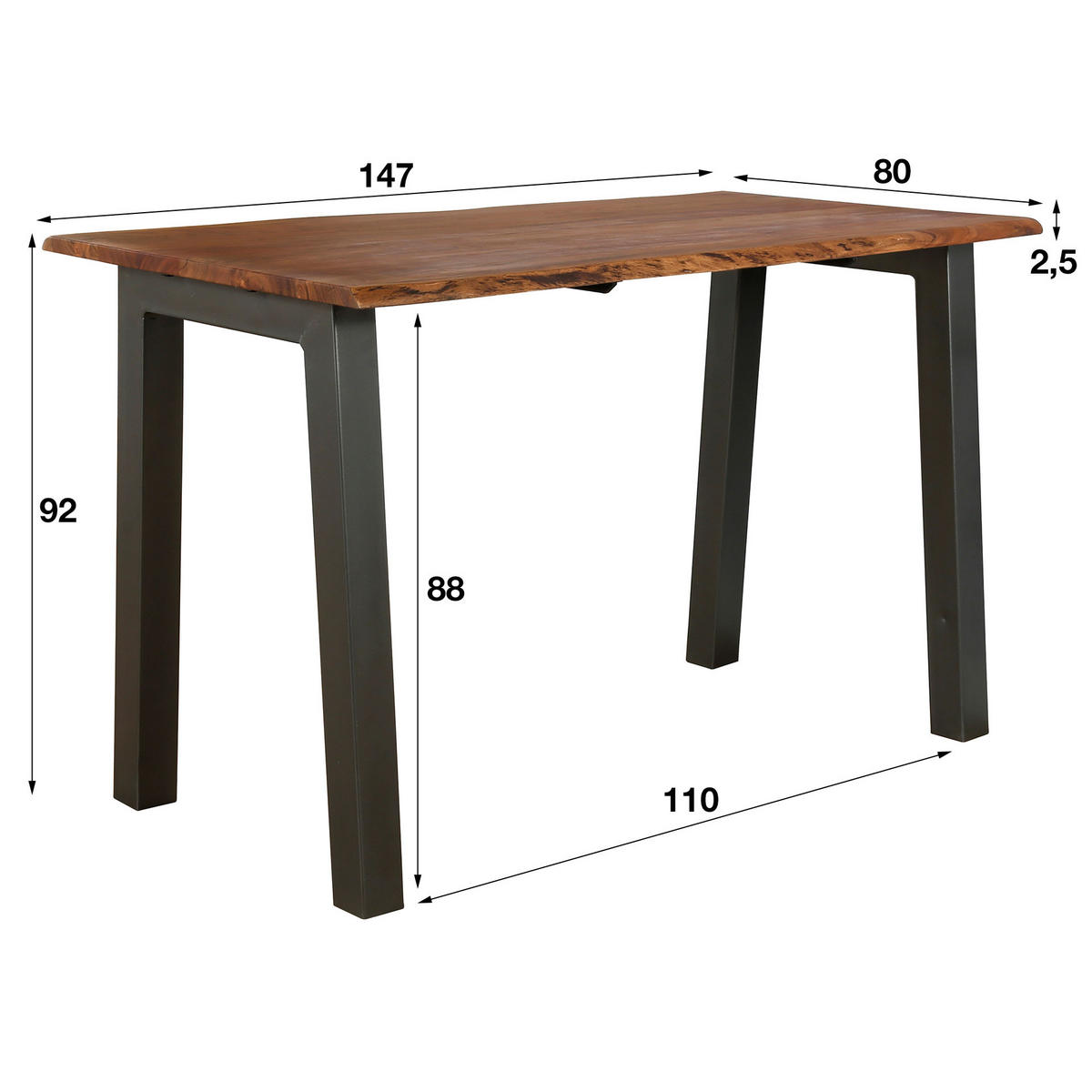 BARTISCH Edge Braun 80/147/ 92 cm - Braun, Holz (147/92/80cm) - Hoyz Collection