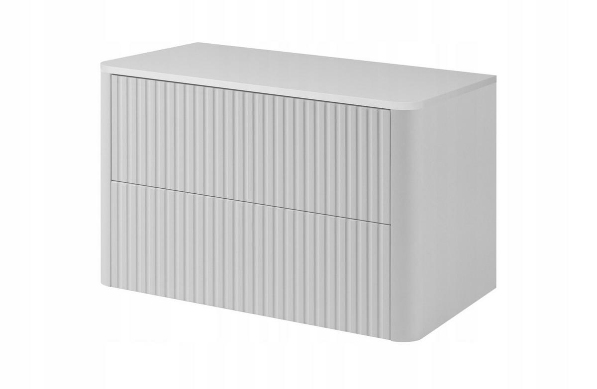 WASCHBECKENUNTERSCHRANK LINEA hängend geriffelt Weiß matt mit Waschtischplatte 80/48/44 cm - Weiß, Holzwerkstoff (80/48.4/43.7cm) - Rodan