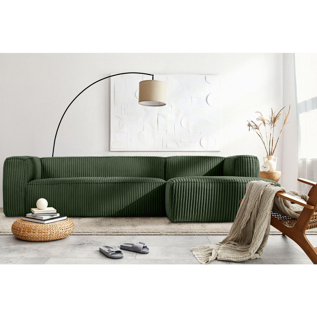 Thumbnail - Konsimo® Ecksofa-Rechts, Dunkelgrün, Textil, L-Form,L-Form, 305x175 cm, Wohnzimmer, Sofas & Couches, Wohnlandschaften, E...