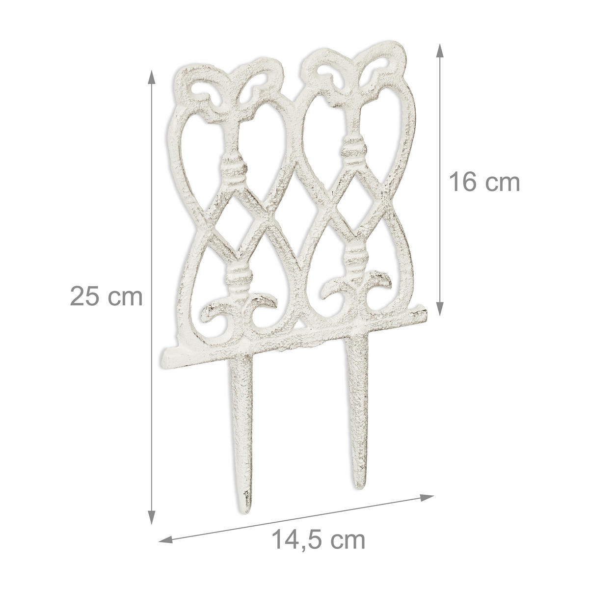 2XBEETEINFASSUNG - Weiß, Metall (14.5/25/1cm) - Relaxdays