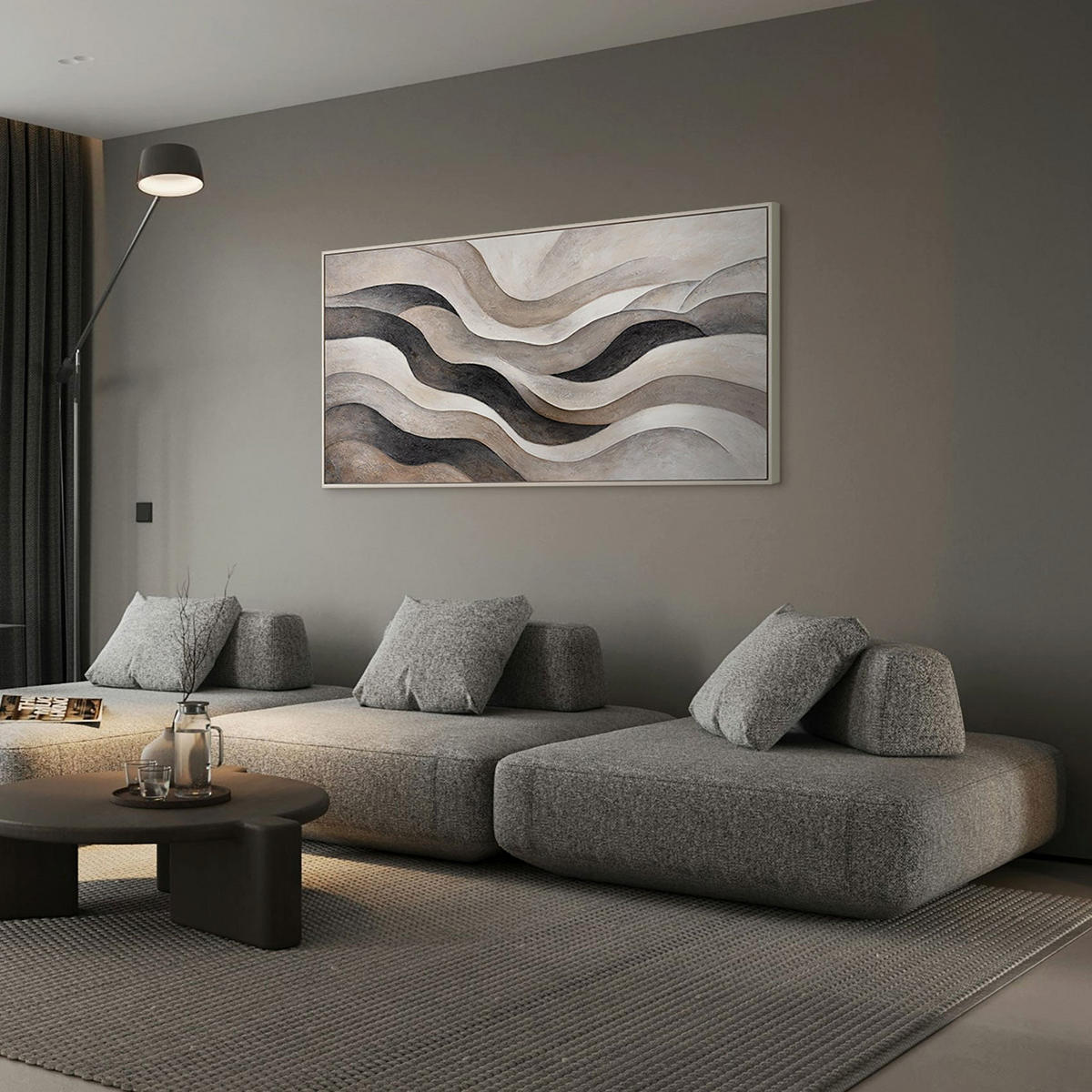 GEMÄLDE Sandwellen Schattenfugenrahmen Eichefarben 160x80 cm - Eichefarben, Holz (160/80cm) - YS-art gallery