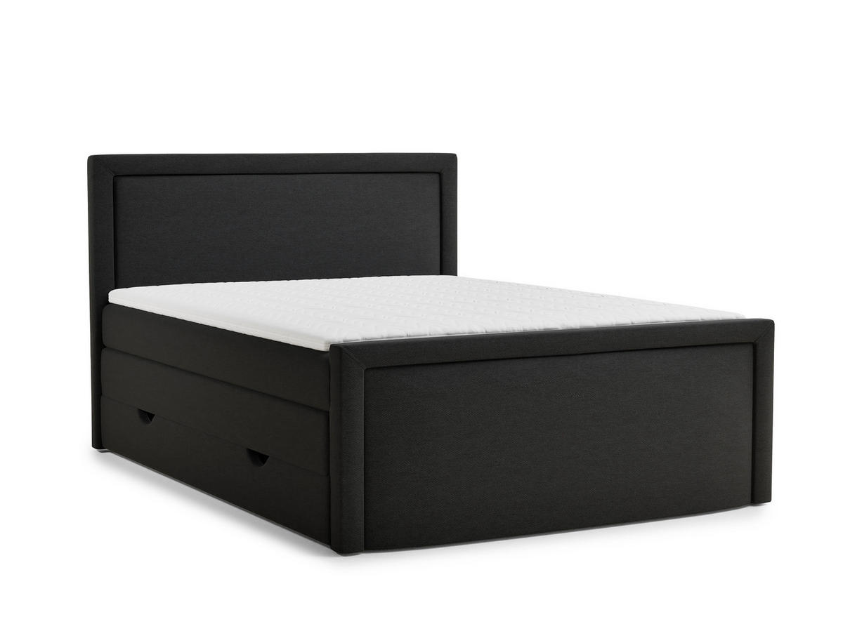 BOXSPRINGBETT Fresco 140/200 cm, in Schwarz, Bettkasten, Matratze, Topper - Schwarz, Holz/Holzwerkstoff (140/200cm) - Maison de Reve