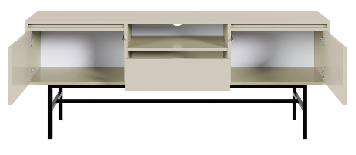 TV-SCHRANK Evo Graubeige mit Metallgestell 154 cm - Greige/Schwarz, Holzwerkstoff/Metall (154/59.8/39cm) - Selsey