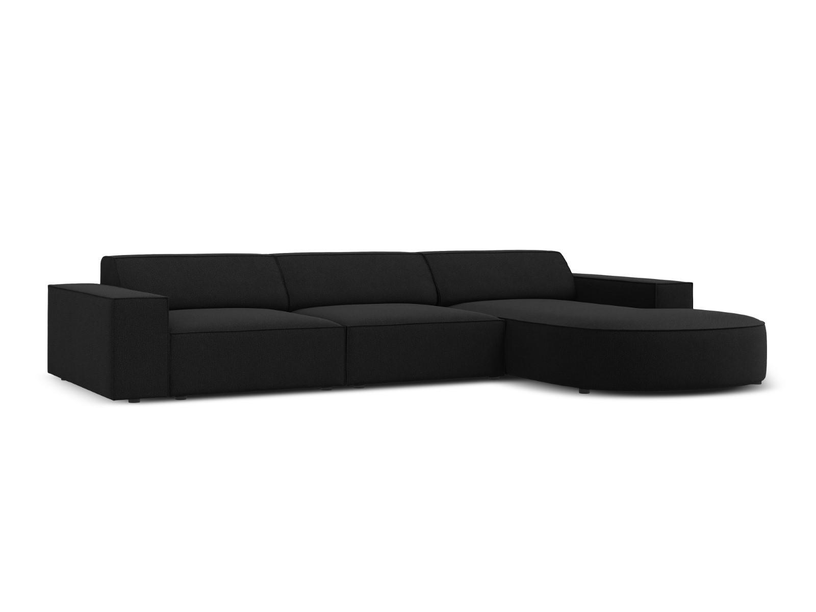 ECKSOFA rechts Jodie aus strukturiertem Stoff schwarz 4 Sitzplätze - Schwarz, Textil (166/284cm) - Micadoni