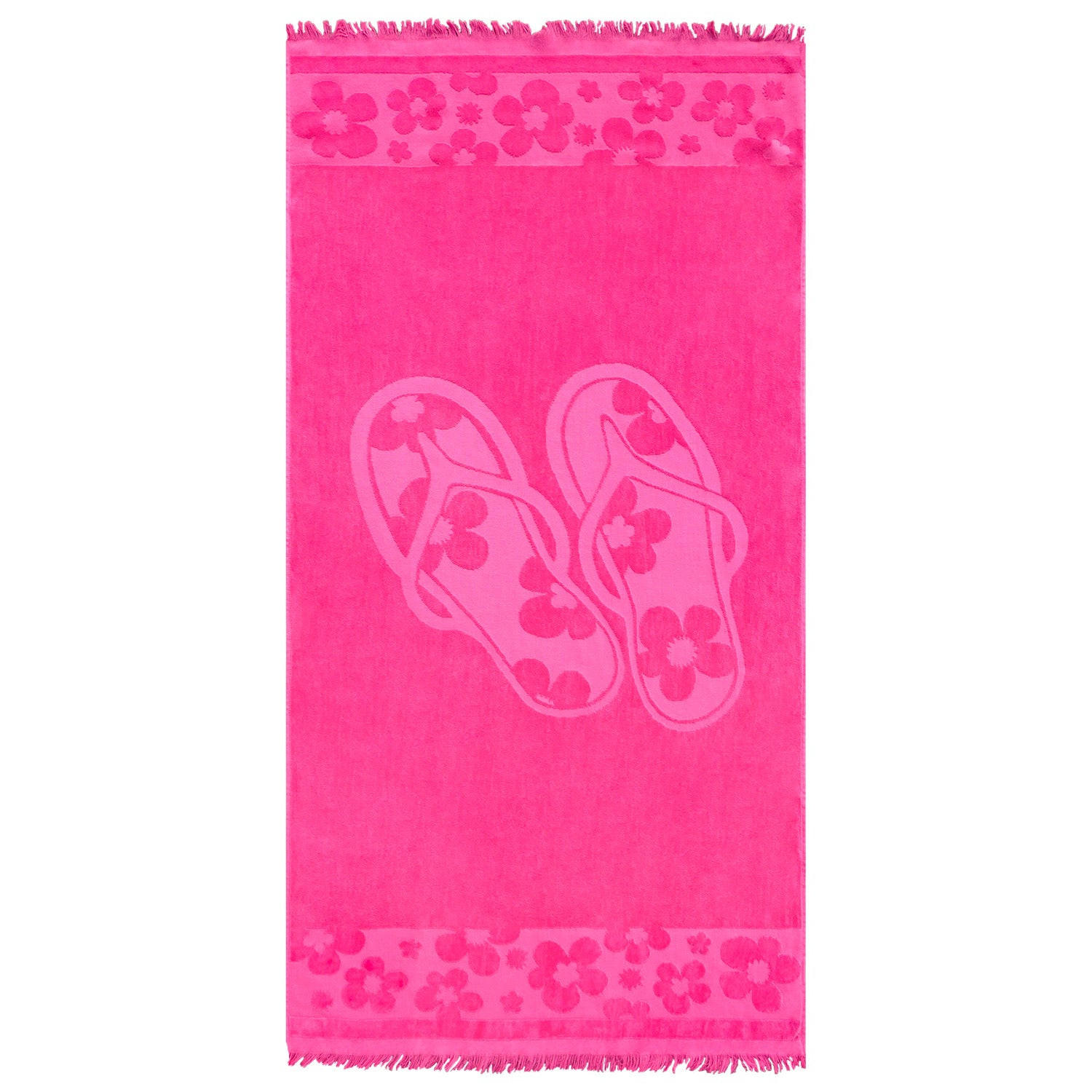 STRANDTUCH Frottee Velours Jacquard Rosa 90x170 340g/m² - Kervel - Pink, Textil (170/90cm) - LE COMPTOIR DE LA PLAGE