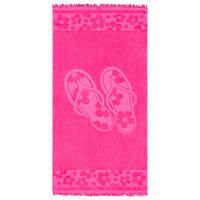 STRANDTUCH Frottee Velours Jacquard Rosa 90x170 340g/m² - Kervel - Pink, Textil (170/90cm) - LE COMPTOIR DE LA PLAGE