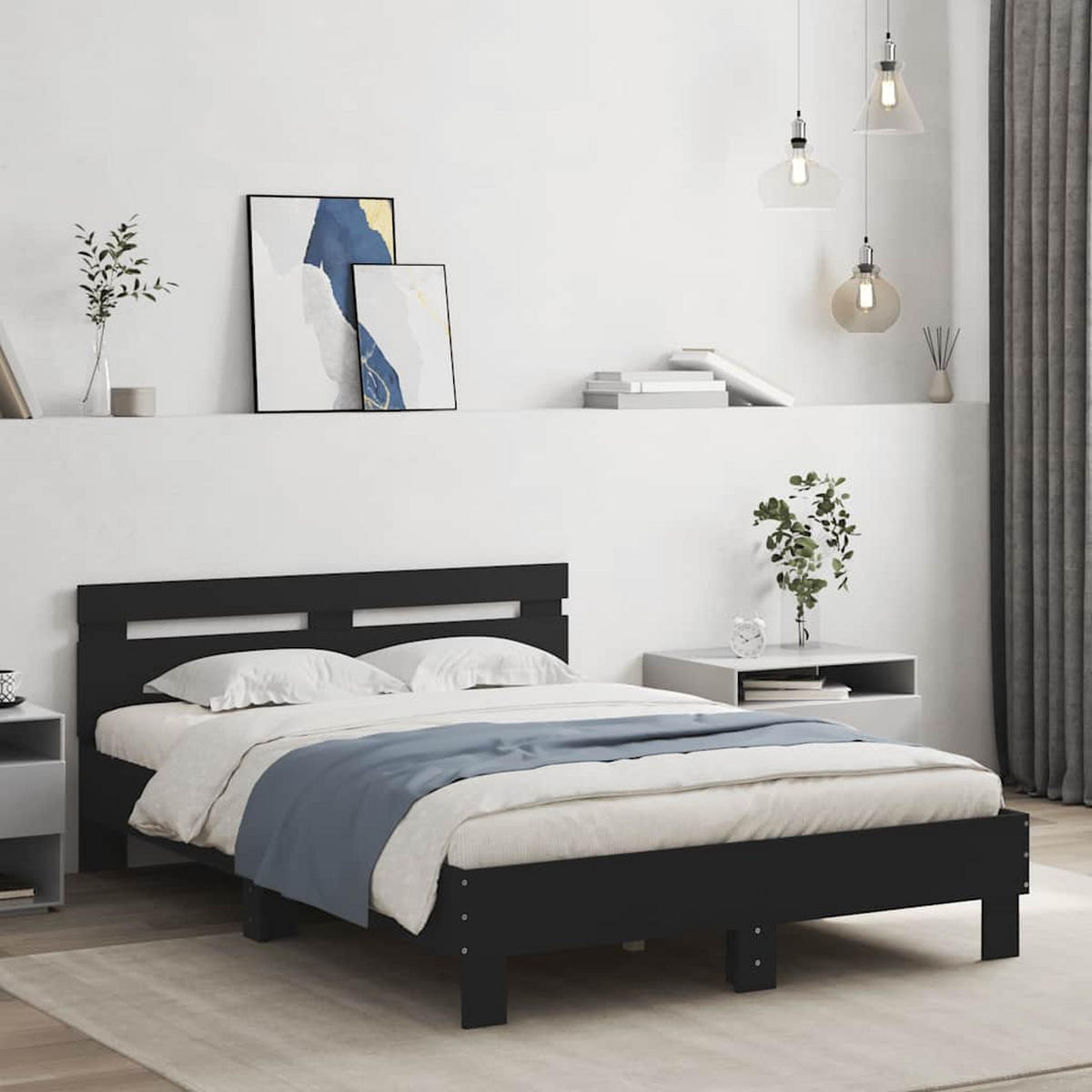 BETT Mit Led-Beleuchtung Ohne Matratze Schwarz 120/200 Cm - Schwarz, Holzwerkstoff (120/200cm) - vidaXL