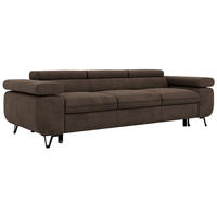 TROJMIESTNA POHOVKA PETER 3 s rozkládací funkcí - Hnedá Samet - hnedá/čierna, kov/textil (262/76/99cm) - MKS