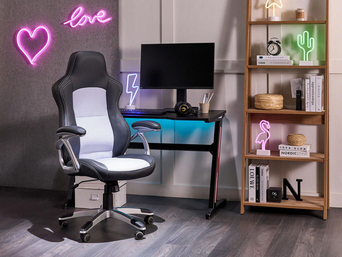 BÜROSTUHL Kunstleder Schwarz/Grau Explorer - Schwarz, Kunststoff/Textil (68/120/68cm) - Beliani