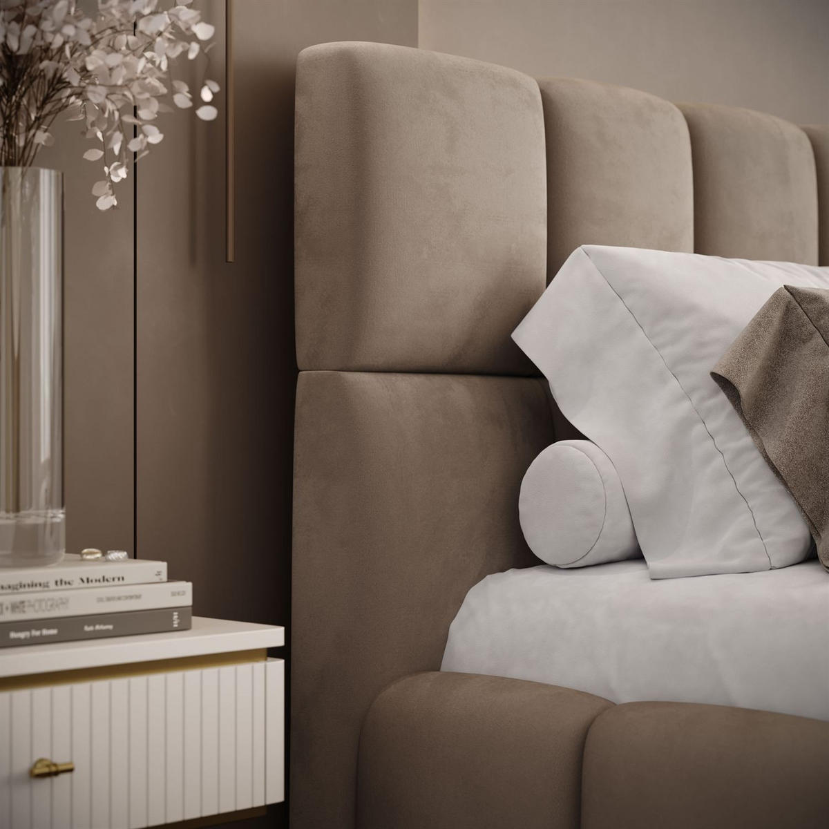 POLSTERBETT VENEZIA mit Bettkasten 120x200, Royal Velvet 170 - Beige, Textil (120/200cm) - Lookway