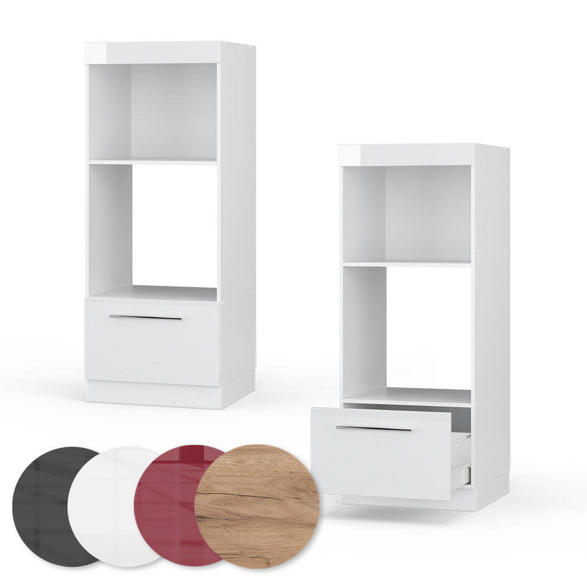 MIKROWELLENSCHRANK Fame-Line Weiß Hochglanz 60 cm offen - Weiß Hochglanz/Weiß, Holzwerkstoff (60/153.6/58.1cm) - Vicco