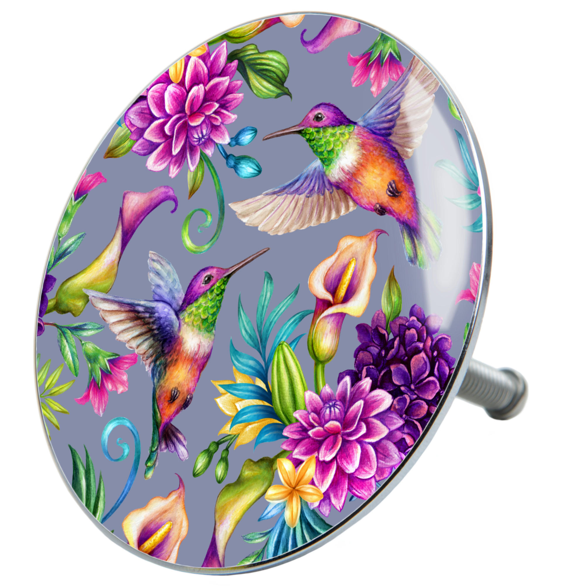 BADEWANNENSTÖPSEL Kolibri - Lila, Metall (8/10/10cm) - Sanilo