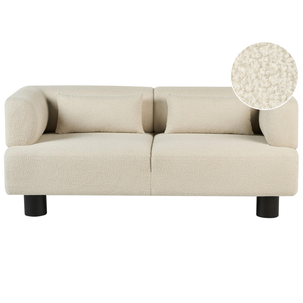 CANAPEA 2 LOCURI bouclé albă crem Movik