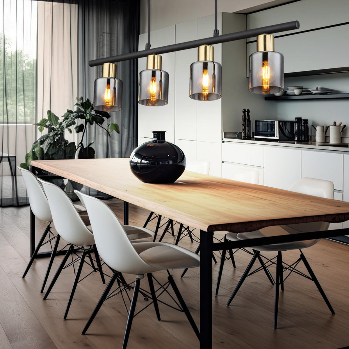 LED HÄNGELEUCHTE Metall Gold Grau Rauchoptik - Grau, Glas (65/8/120cm) - Globo Lighting