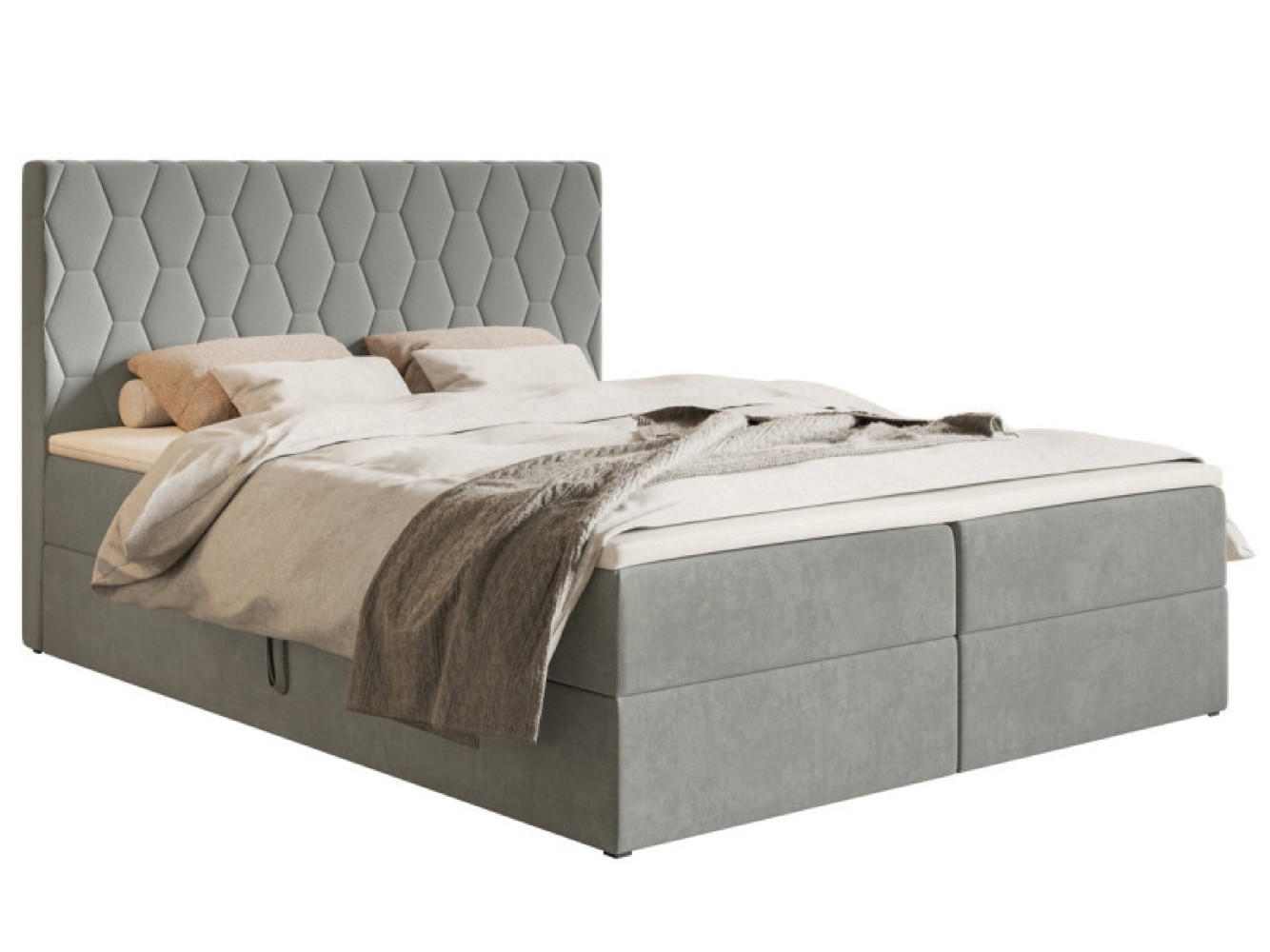 BETT Grau G8 Mit Bettkasten 180x200 cm - Grau, Textil (180/200cm) - Sepro Meble