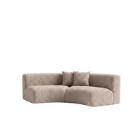 SOFA Round, Chenille-Stoff Cremona, Beige, GRETA - Beige, Holz (294/70/89cm) - Kaiser Möbel