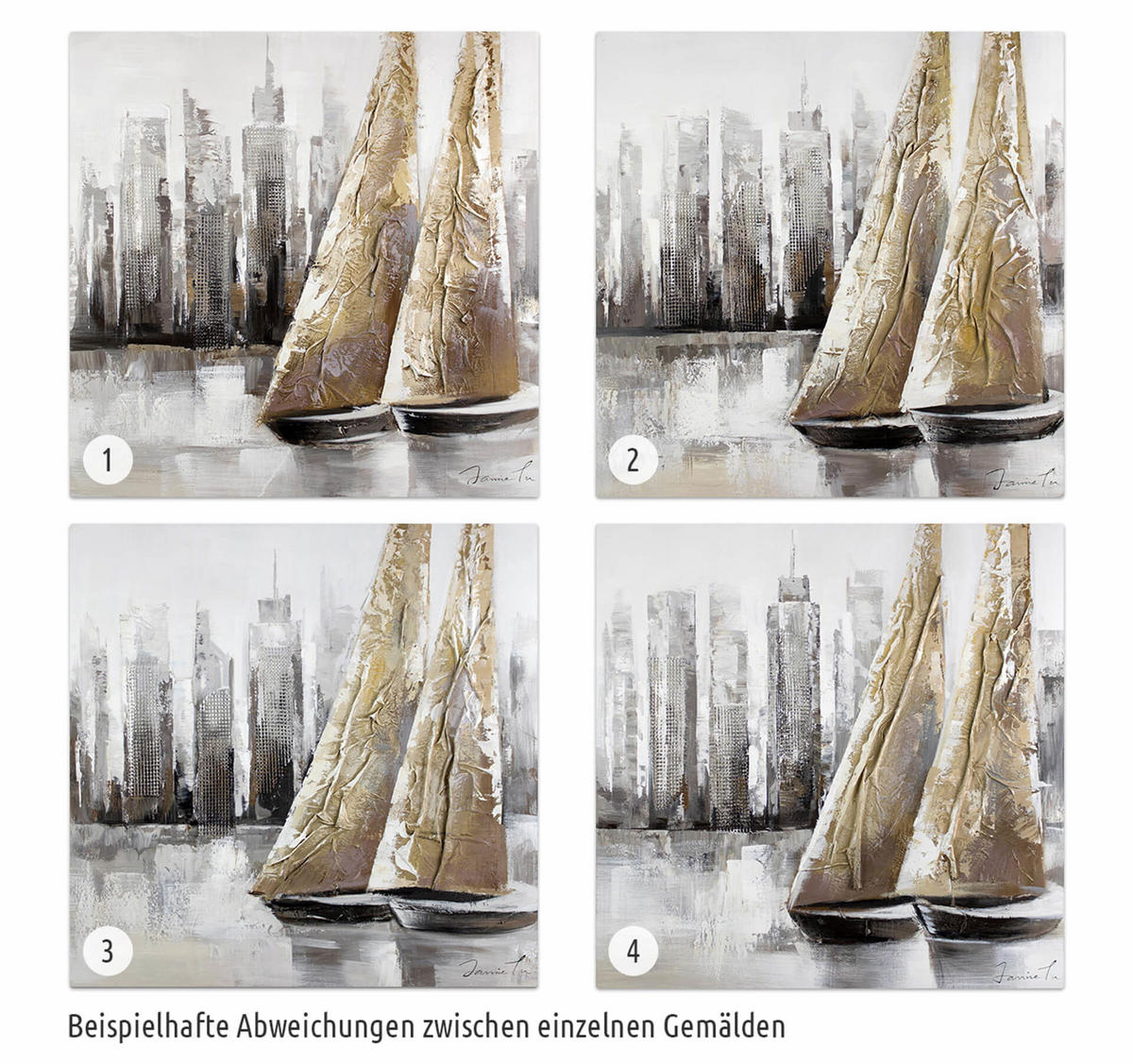 ÖLGEMÄLDE 80/80 cm - Grau, Holz/Textil (1.6/80cm) - KUNSTLOFT