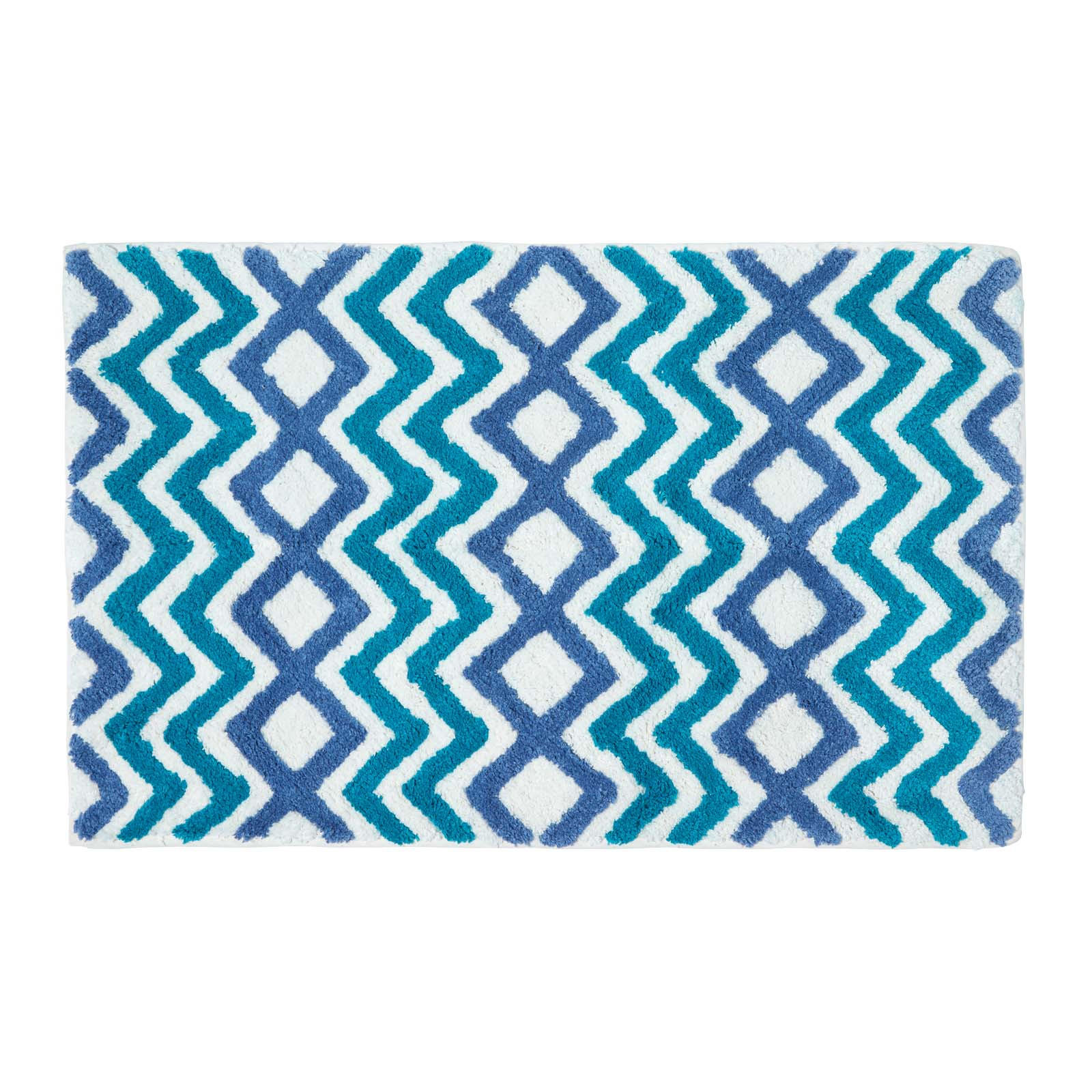 BADEMATTE 50/80 cm Chevron-Muster, Baumwolle - Blau, Textil (50/80cm) - Homescapes