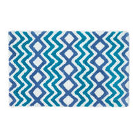 BADEMATTE 50/80 cm Chevron-Muster, Baumwolle - Blau, Textil (50/80cm) - Homescapes