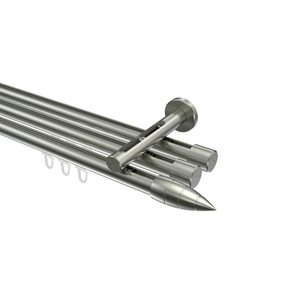 INNENLAUF-GARDINENSTANGEN-SET Siteno Samanto 140 cm, 3-läufig, 20 mm Ø Edelstahl-Optik - Edelstahlfarben, Metall (140cm) - INTERDECO