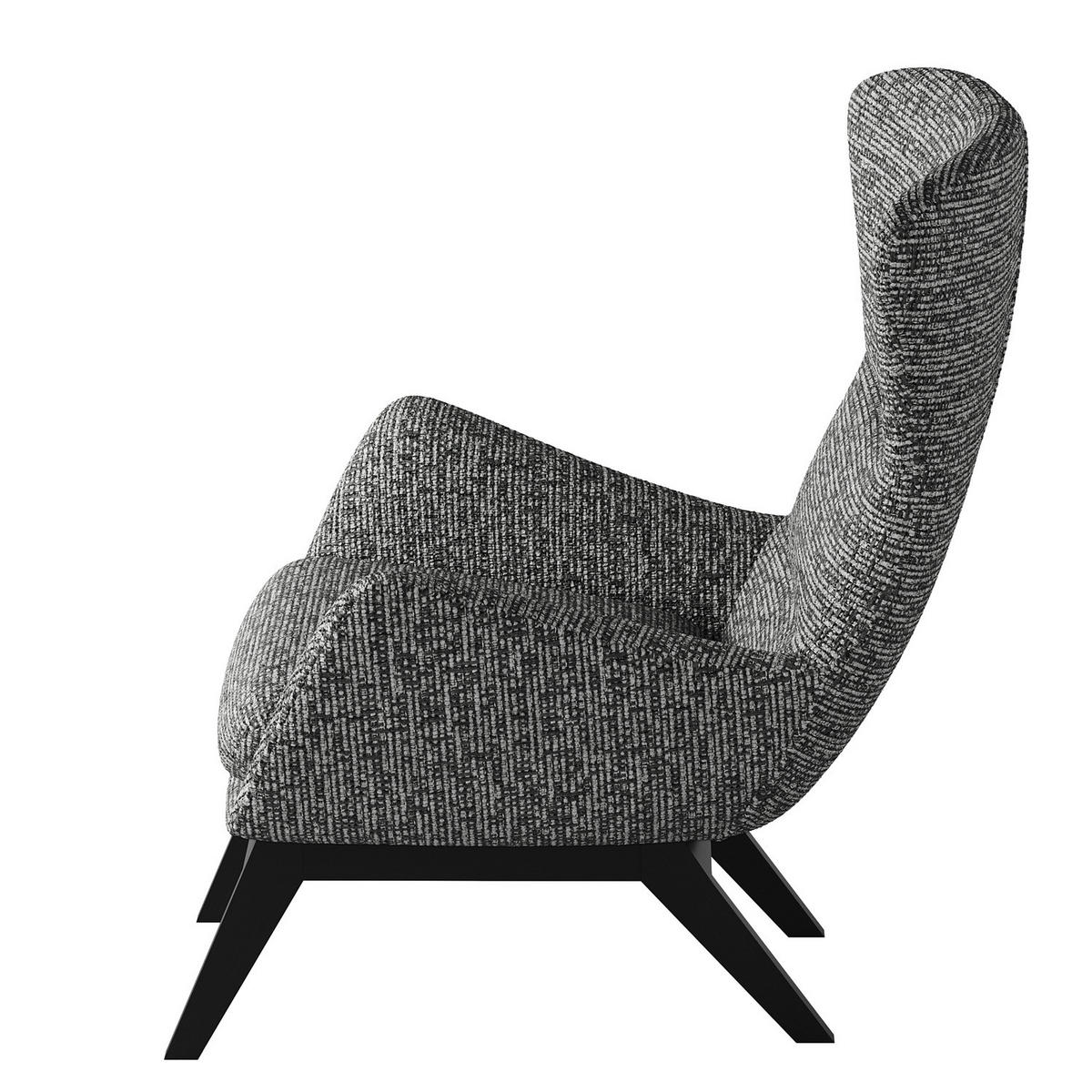 SESSEL mit Holzfüßen - Schwarz/Grau, Birkenholz/Textil (84/99/96cm) - home24