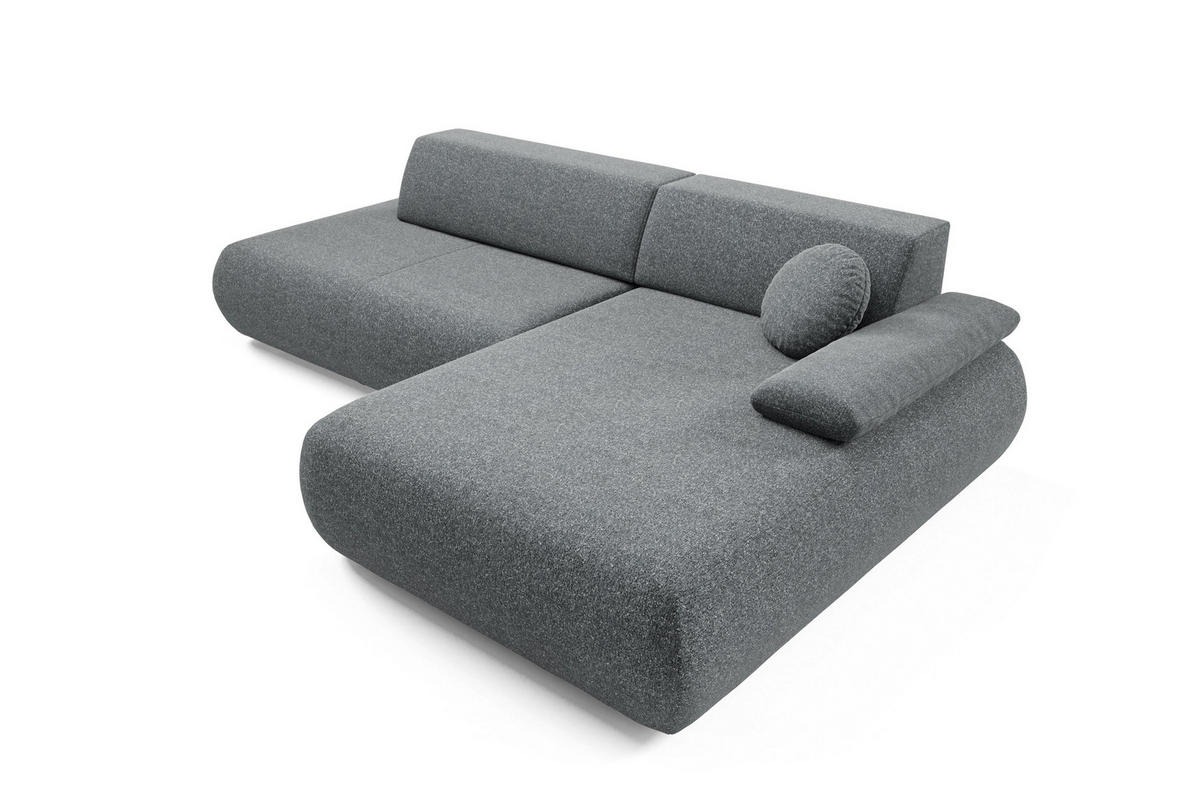 ECKSOFA DELTA R-S Grau Geflochtener Stoff mit Schlaffunktion - Grau, Holz (286/173.5cm) - MASSENO