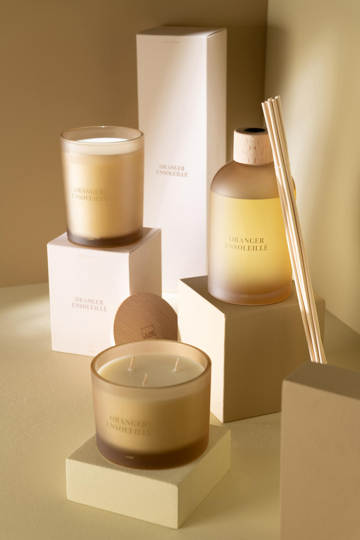 DUFTSPENDER HAUSPARFUM ACCORDS ESSENTIELS - Gelb - 550 ml - Hellgelb, Paraffin (9.5/35.5/9.5cm) - J-Line