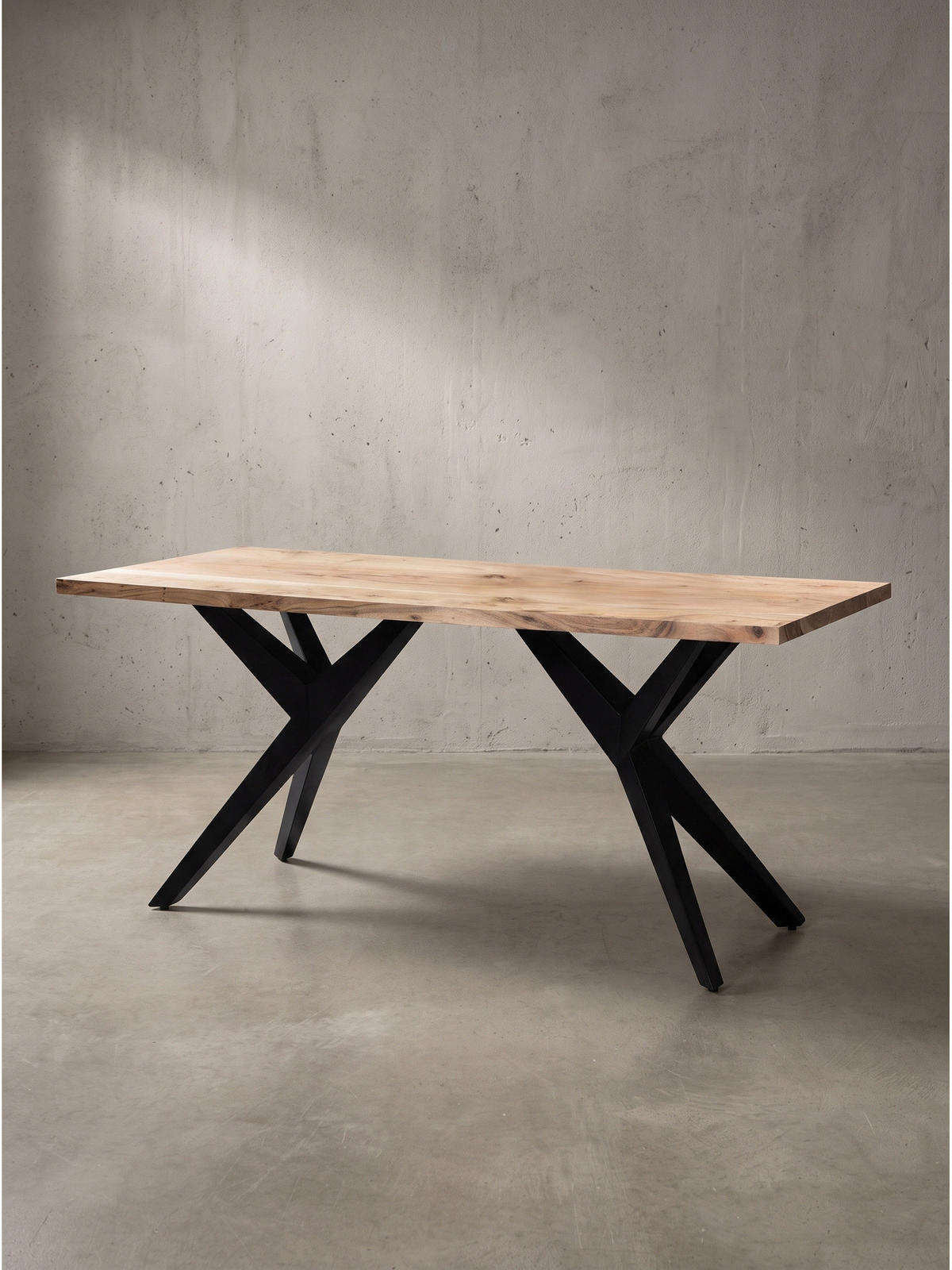 ESSTISCH Massivholz Metall Rechteckig Loft-Stil, Akazie 120x60x76 cm - Schwarz/Akaziefarben, Holz/Metall (60/120/76cm) - KADIMA DESIGN