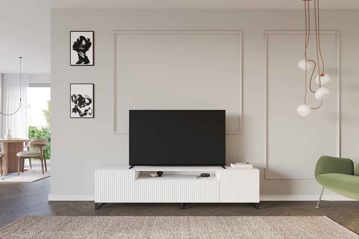 LOWBOARD NOA-2-S 200x53x41 cm - Weiß - Schwarz/Weiß, Holzwerkstoff (200/53/41cm) - ALTDECOR