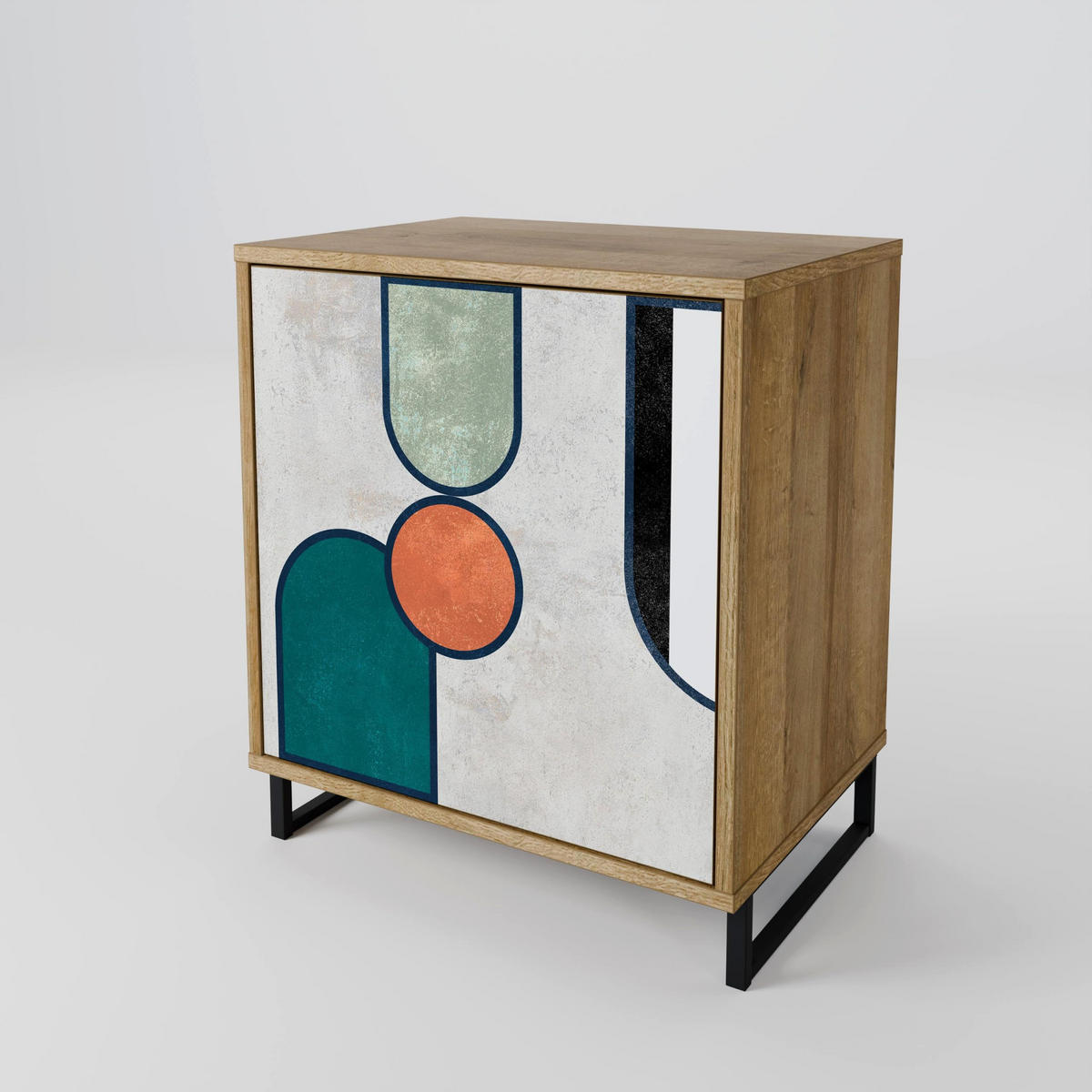 SIDEBOARD COOL STORY, Eichefarben, 57,5x42x57,5 cm, Ohne Füße - Eichefarben/Multicolor, Holzwerkstoff (57.5/57.5/42cm) - SpaceRebels