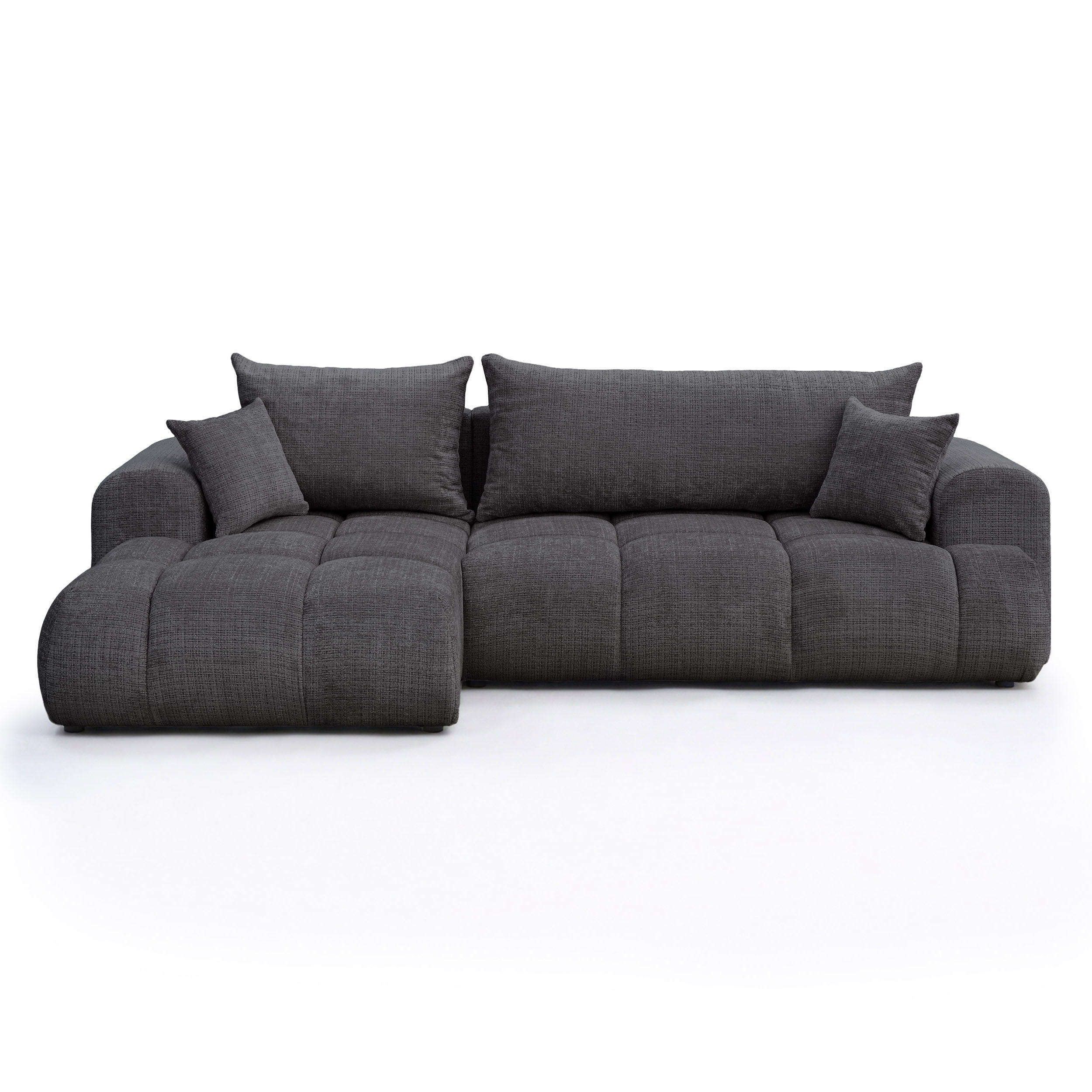 ECKSOFA MILANO mit Schlaffunktion und Bettkasten Dunkelgrau - Dunkelgrau, Holzwerkstoff/Kunststoff (250/90cm) - Idohome