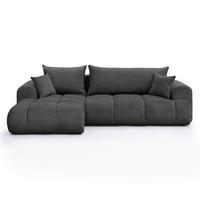ECKSOFA MILANO mit Schlaffunktion und Bettkasten Dunkelgrau - Dunkelgrau, Holzwerkstoff/Kunststoff (250/90cm) - Idohome