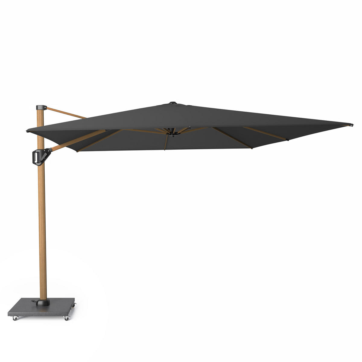 AMPELSCHIRM rechteckig 4 x 3 m Challenger T¹ Premium 360° kippbar schwarz/teak - Schwarz, Metall (300/400cm) - Platinum