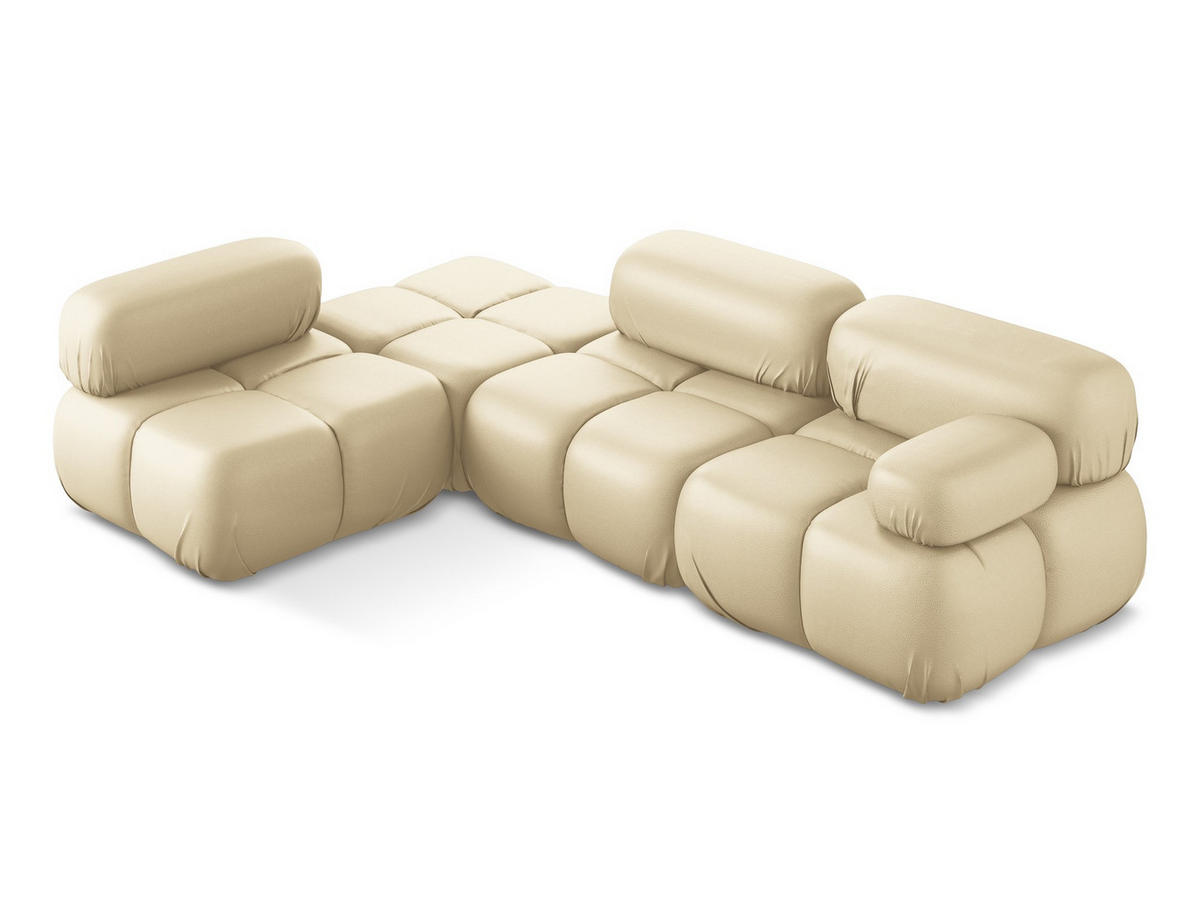 ECKSOFA Links Kunstleder Beige - Beige/Schwarz, Leder/Kunststoff (190/285cm) - Makamii