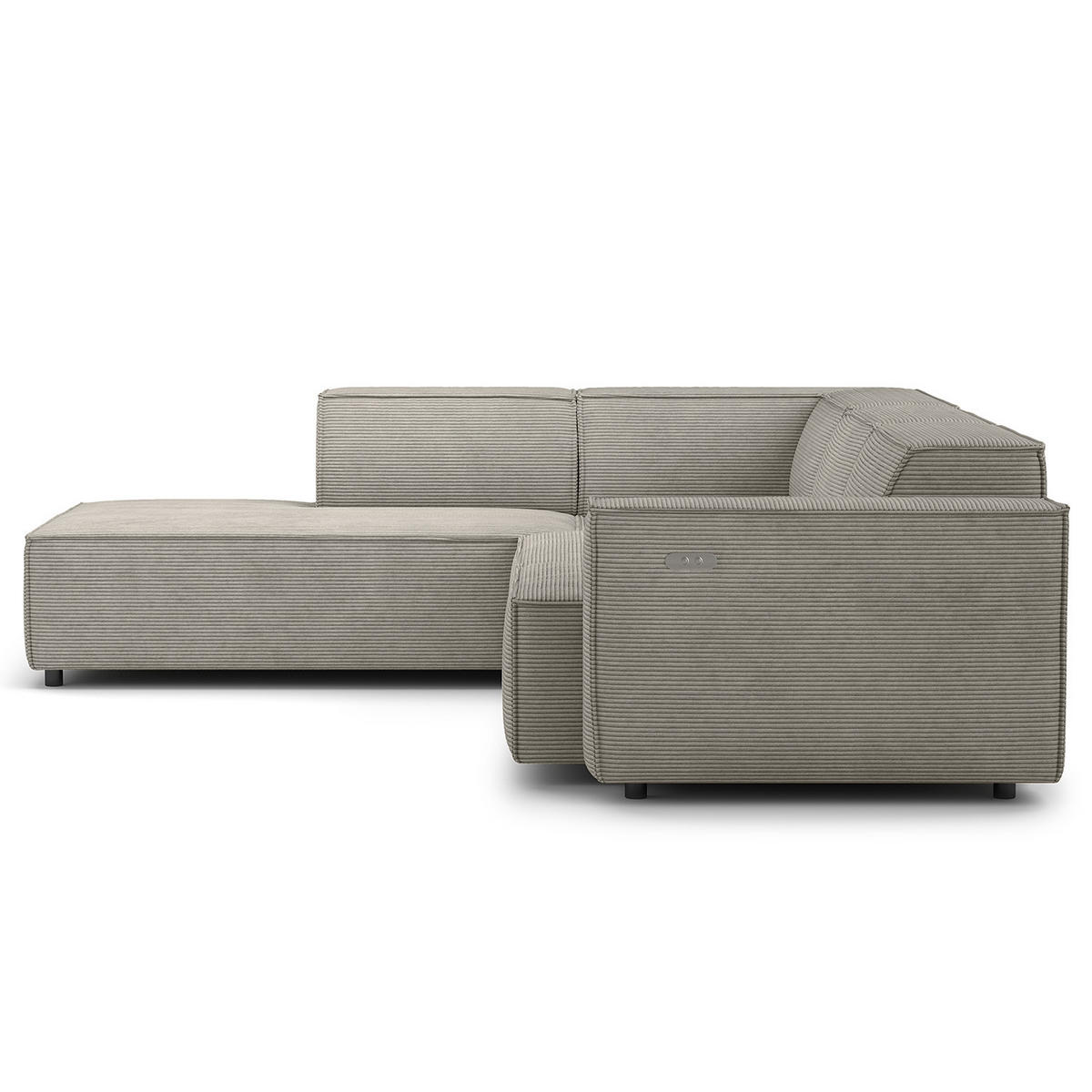 ECKSOFA mit Ottomane - Graubraun/Schwarz, Kunststoff/Textil (260/234cm) - home24